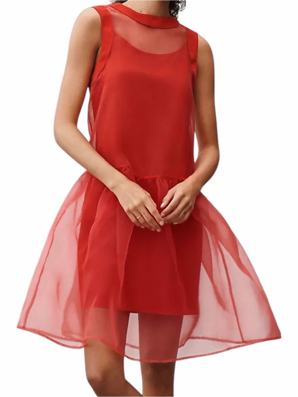 BHLDN Red Sheer Sleeveless Dress